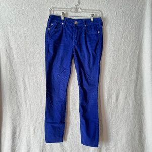 True Religion Royal Blue Halle Corduroy Jean Size 26/2 - Practically New!